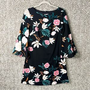 Eliza J Dress Women’s 6 Black Floral Print Long Bell Sleeve Shift